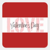 バレンタインデーLOVEギフト赤ピンク白ストライプ スクエアシール (正面)