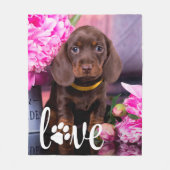 バレンタインデーLOVEペットパーソナライズされたフォトドッグ フリースブランケット (正面)