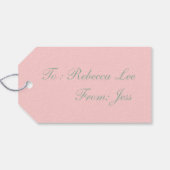 バレンタインデーLOVE赤面ピンクほこりっぽいバラ ギフトタグ (裏面横)