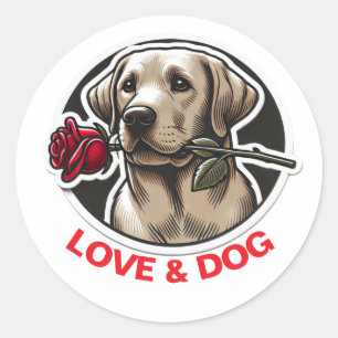 バレンタインデーLOVE & DOG パーソナライズされた cute ラウンドシール