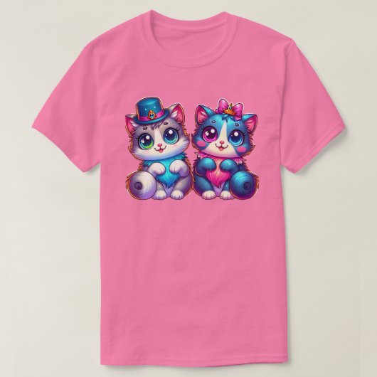 バレンタインデーTシャツ ねこラブ Tシャツ (デザイン正面)