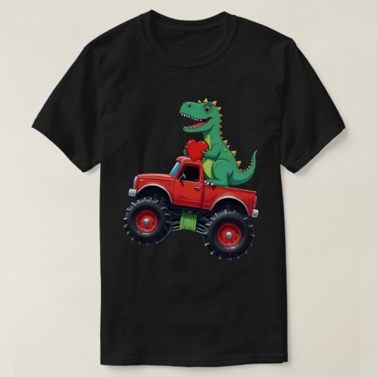 バレンタインデーTレックス乗馬モンスタートラック幼児 Tシャツ (デザイン正面)