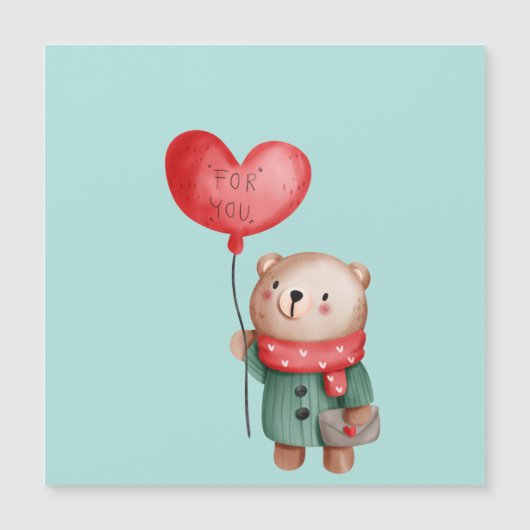 バレンタインデーteddy bear holding love balloon (正面)