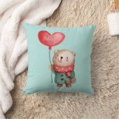 バレンタインデーteddy bear holding love balloon クッション (ブランケット)
