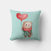 バレンタインデーteddy bear holding love balloon クッション (正面)