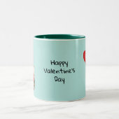 バレンタインデーteddy bear holding love balloon ツートーンマグカップ (中央)