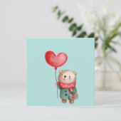 バレンタインデーteddy bear holding love balloon Ca カード (スタンド正面)
