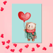 バレンタインデーteddy bear holding love balloon Ca ポストカード