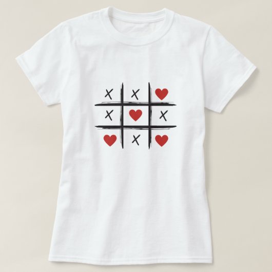 バレンタインデーtic tac toeハートキス tシャツ (デザイン正面)