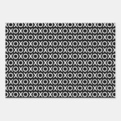 バレンタインデーX O X O白黒パターン ラッピングペーパーシート (正面2)
