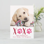 バレンタインデーXOXOかわいいペットの子犬の写真 シーズンカード (スタンド正面)