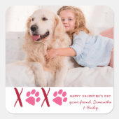 バレンタインデーXOXOかわいい子供たち教室ドッグフォト スクエアシール (正面)