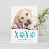 バレンタインデーXOXOかわいい子犬の写真 シーズンカード (スタンド正面)