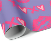 バレンタインデーXOXOキスレッドラッピングパープル ラッピングペーパー (ロールコーナー)