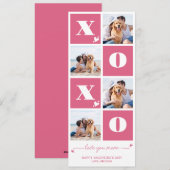 バレンタインデーXOXOピモダンンク4フォトコラージュ シーズンカード (正面/裏面)