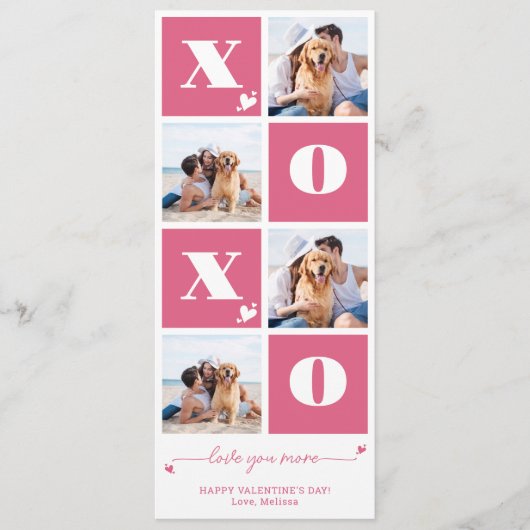 バレンタインデーXOXOピモダンンク4フォトコラージュ シーズンカード (正面)