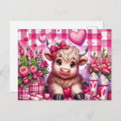 バレンタインハイランドカウハガキ ポストカード (正面/裏面)