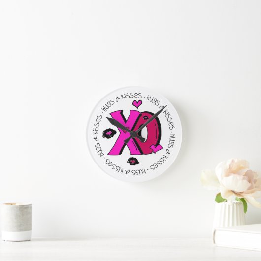 バレンタインハグとキス ラウンド壁時計 (ホーム)