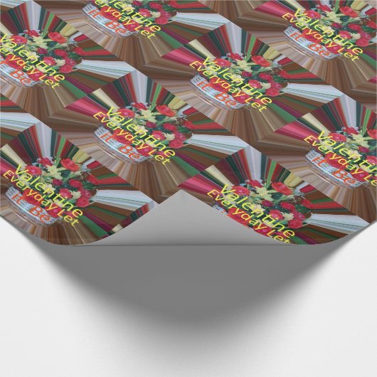 バレンタインハッピーバレンタインキュート文字デザインフローラ ラッピングペーパー (角)