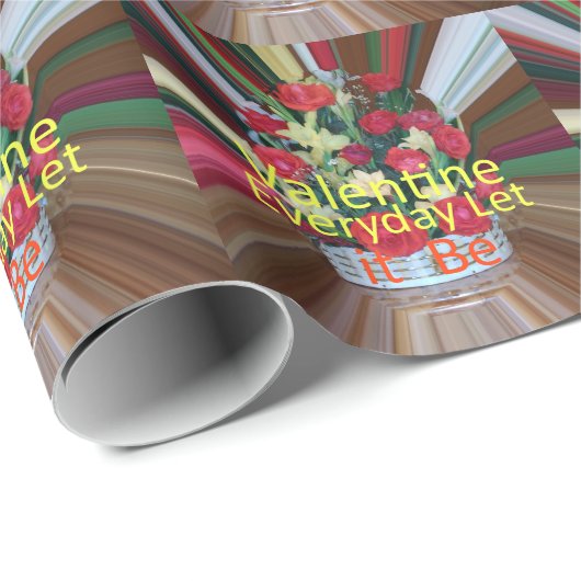 バレンタインハッピーバレンタインキュート文字デザインフローラ ラッピングペーパー (ロールコーナー)