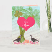 バレンタインハワイアンのNeneのハワイのガチョウ、ヤシの木 シーズンカード (正面)
