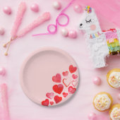 バレンタインハン絵を描ドレッドピンクハートプレート ペーパープレート (パーティー)