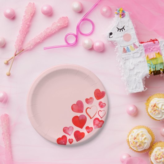 バレンタインハン絵を描ドレッドピンクハートプレート ペーパープレート (パーティー)