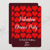 バレンタインハートお洒落ディナーパーティー 招待状 (正面/裏面)