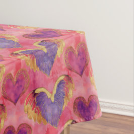 バレンタインハートとゴールデンウィングス テーブルクロス