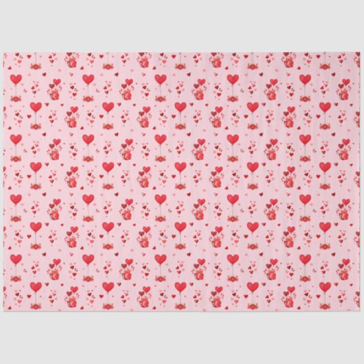 バレンタインハートとバルーンをピンクに 薄葉紙 (正面)