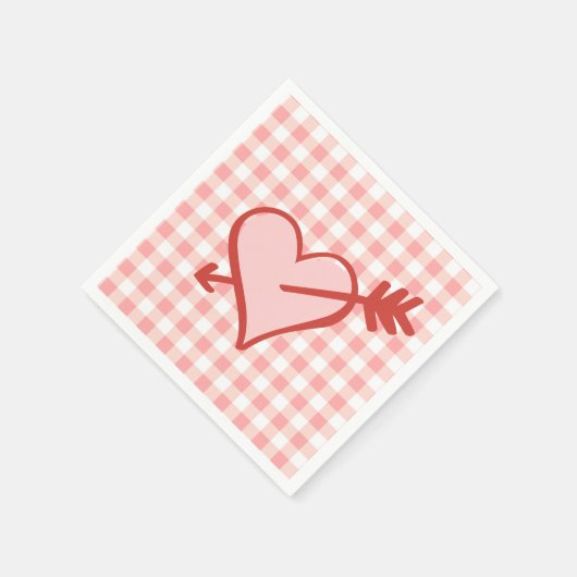 バレンタインハートと矢印紙プレート スタンダードカクテルナプキン (角)