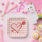 バレンタインハートと矢印紙プレート ペーパープレート (パーティー)