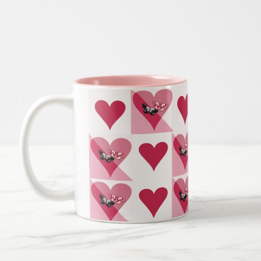バレンタインハートと蝶 ツートーンマグカップ (左)
