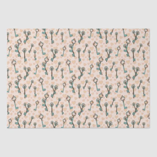 バレンタインハートと鍵ティッシュペーパー 薄葉紙 (正面)