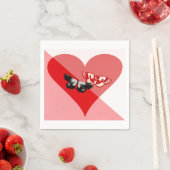 バレンタインハートと2つの蝶 スタンダードカクテルナプキン (インサイチュ)