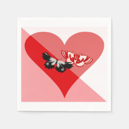 バレンタインハートと2つの蝶 スタンダードカクテルナプキン
