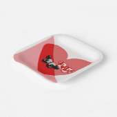 バレンタインハートと2つの蝶 ペーパープレート (傾斜あり)