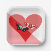 バレンタインハートと2つの蝶 ペーパープレート (正面)