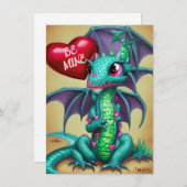 バレンタインハートのドラゴン ノートカード (正面/裏面)