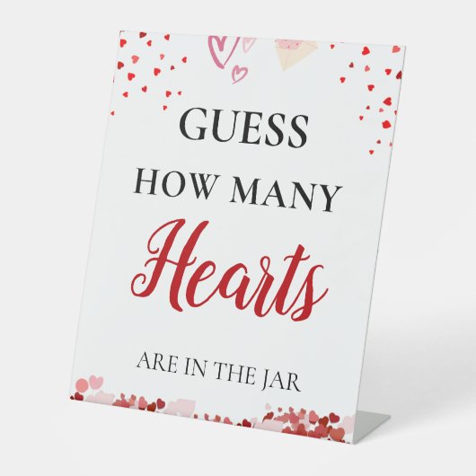 バレンタインハートのブライダルシャワー記号の数を推測 台座サイン (正面)