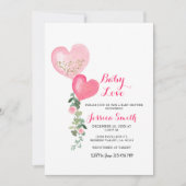 バレンタインハートのベイビーシャワー招待状 招待状 (正面)