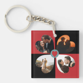 バレンタインハートの写真コラージュ キーホルダー