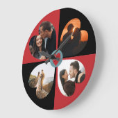 バレンタインハートの写真コラージュ ラージ壁時計 (傾斜)