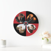 バレンタインハートの写真コラージュ ラージ壁時計 (ホーム)