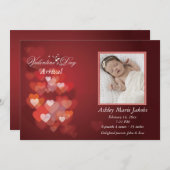 バレンタインハートの写真誕生のお知らせ シーズンカード (正面/裏面)