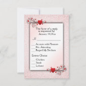 バレンタインハートの出欠返信カード（メニュー選択付き） 出欠カード (裏面)