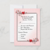 バレンタインハートの出欠返信カード(メニュー選択付き) 出欠カード (裏面)