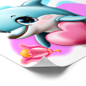 バレンタインハートの愛らしい赤ちゃんイルカ ポスター (角)