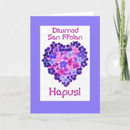 バレンタインハートの花，ウェルシュグリーティング シーズンカード (正面)