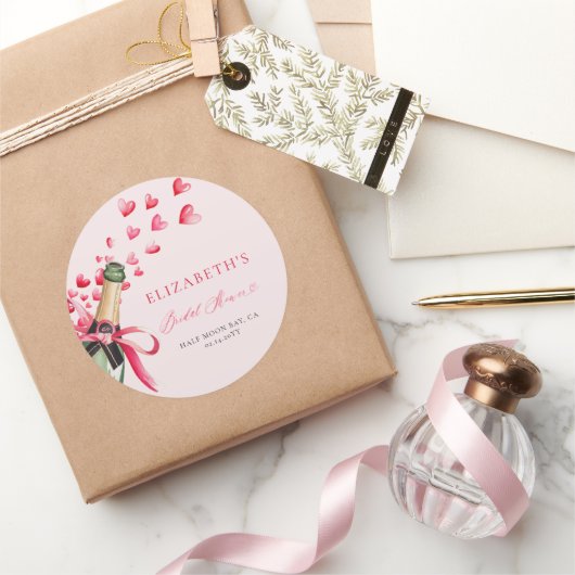 バレンタインハートの華やかなブライダルシャワー ラウンドシール (ギフト)